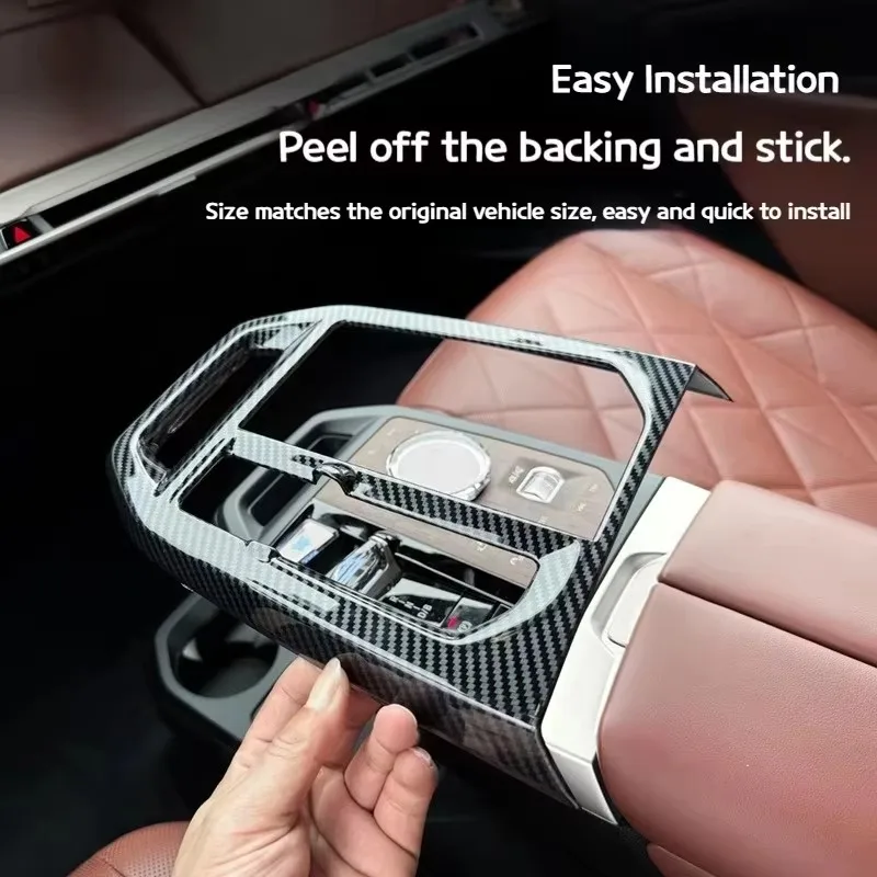 

For BMW IX 22-24 ABS Carbon Fiber Car Center Console Shift Gear Panel Cover Trim Sticker Interior Car Accessories