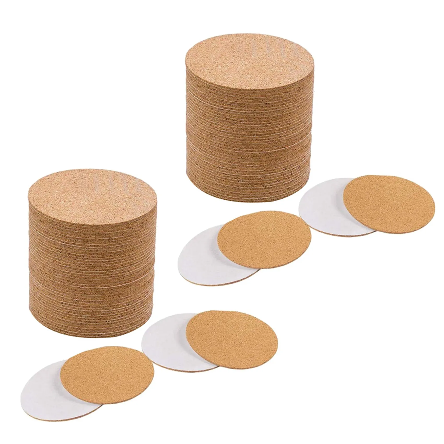 Self-Adhesive Cork Coasters,Cork Mats Cork Backing Sheets For Coasters And DIY Crafts Supplies (160, Round)-Retail