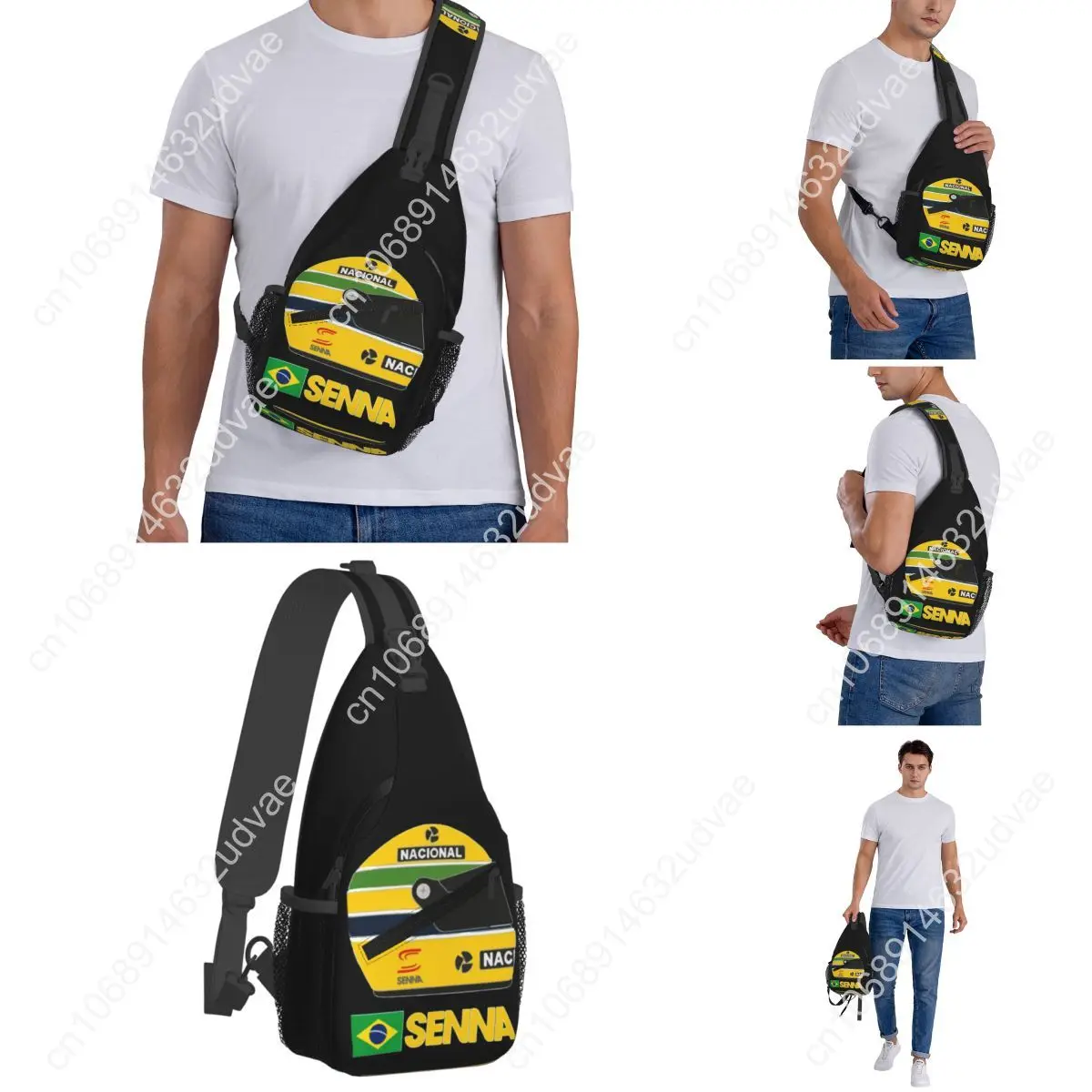 Ayrton Senna Crossbody Sling Bag Men Women Chest Bag Car Racer Shoulder Backpack Daypack for Hiking Outdoor Sports Bag