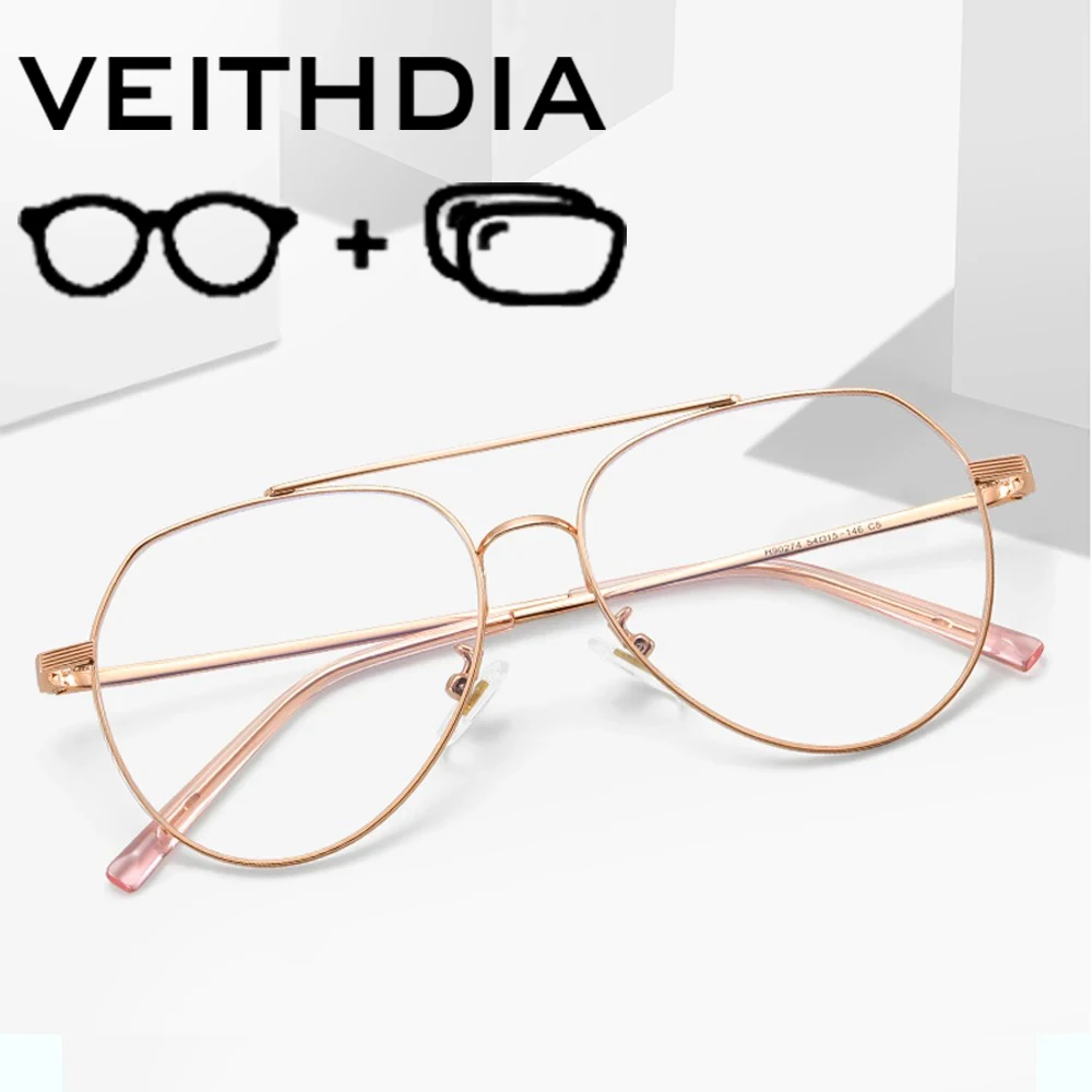 VEITHDIA جديد مخصص المرأة قصر النظر نظارات مكافحة الأشعة الزرقاء مكافحة التعب وصفة طبية الطاقة البصرية نظارات نظارات دائرية PF902740 #2