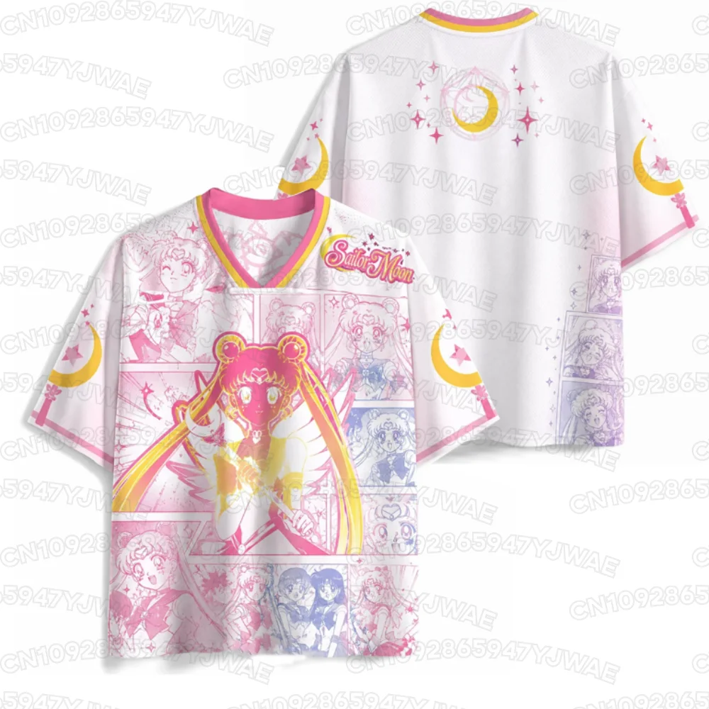 Sommer-T-Shirt mit kurzen Ärmeln für Damen und Herren, lässiges Sailor-Moon-Trikot, beliebtes Anime-Fan-T-Shirt, Unisex-Oberteile, Y2K-Trikot-Oberteile. – Detail 4