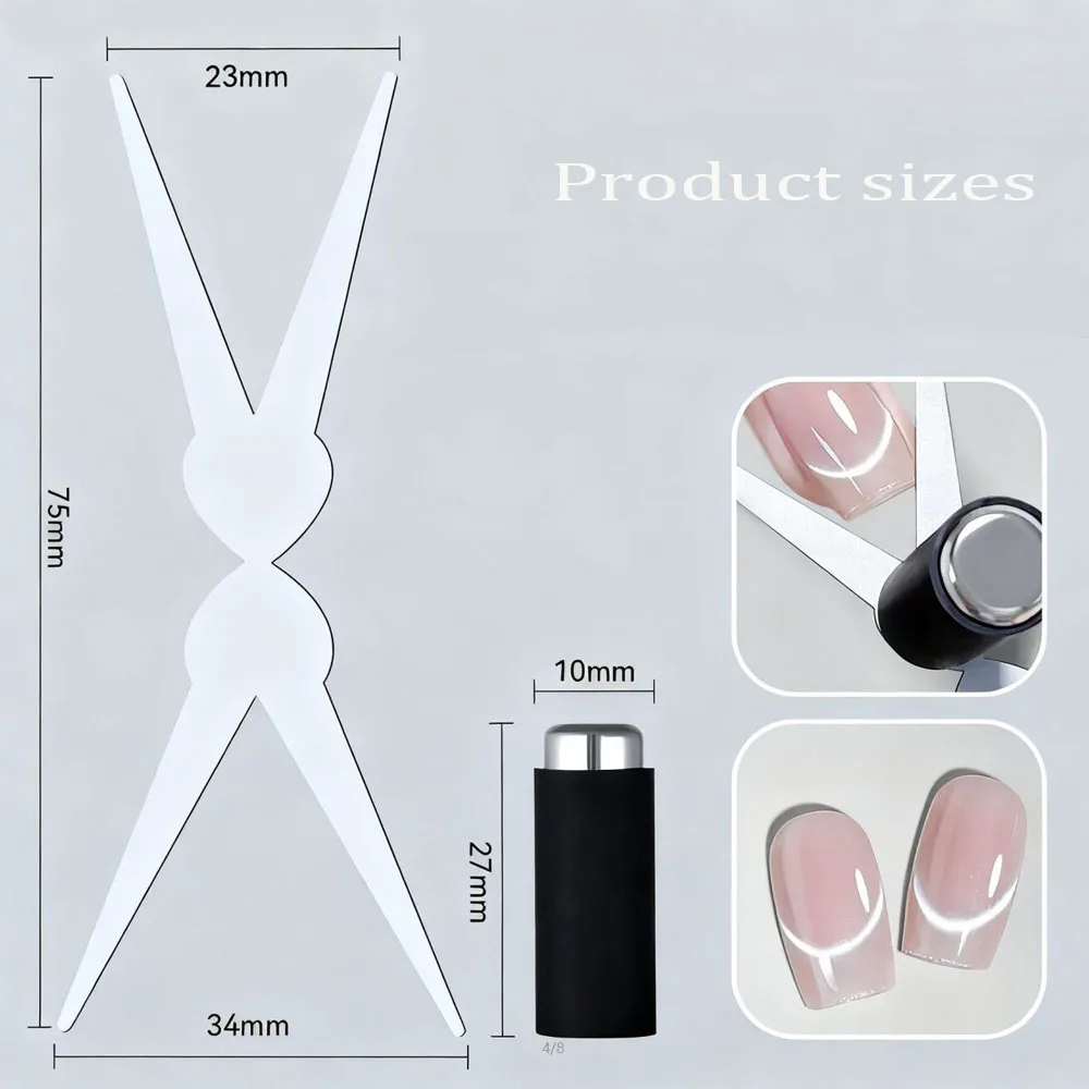 1 set professionale doppio attacco francese cat eye magnete strumento per nail art fai da te cat eye gel smalto a forma di V ausiliario forte cat eye magnete