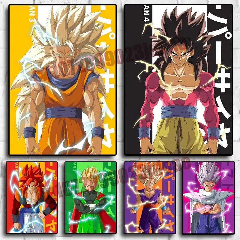 

Anime Dragon Ball Frameless Canvas Painting Colorful HD Painting Goku Vegeta Kakarot Super Saiyan Form Bedroom Mural Poster Gift
