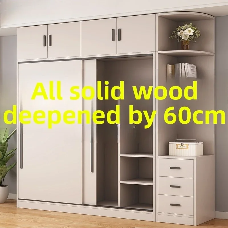 Bedroom Wardrobe Solid Wood Large Closet Durable Easy Assembly Portable Closet Wardrobe Modern Minimalist Home Use Furniture