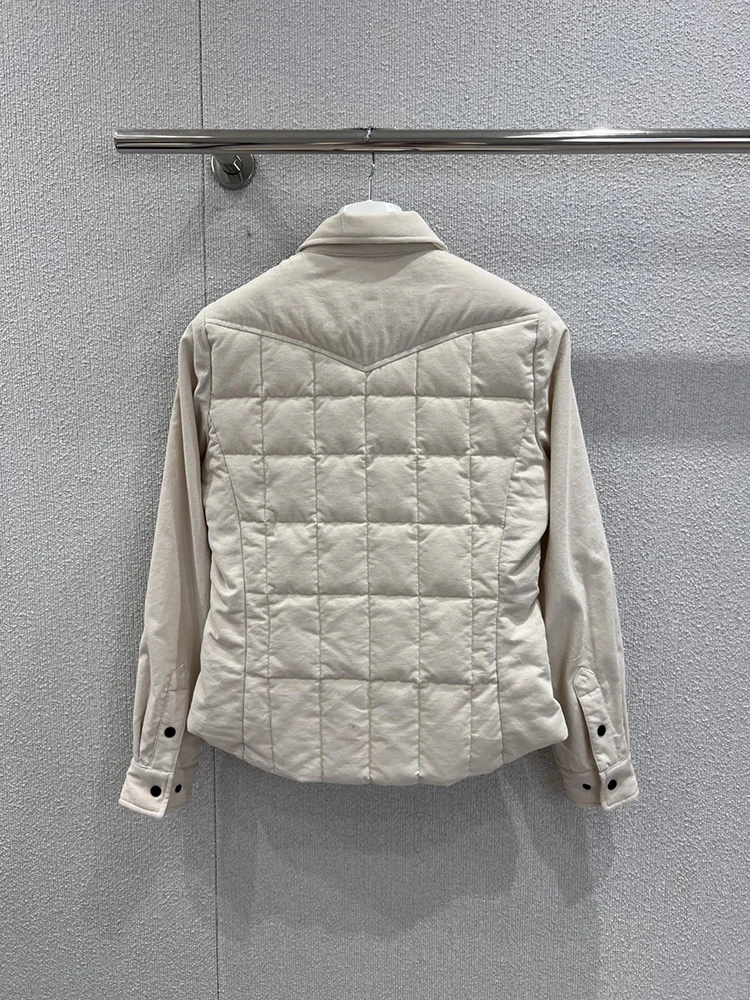 سترة شتوية بيضاء غير رسمية للنساء، سترة سميكة ذات صدر واحد فضفاضة