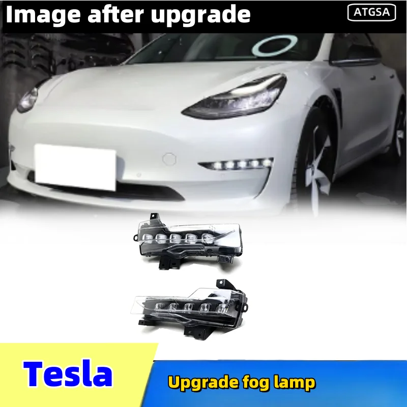 Car fog lights for Tesla Model 3y new upgraded front fog lights white LED DRL and amber LED sequential turn signal function