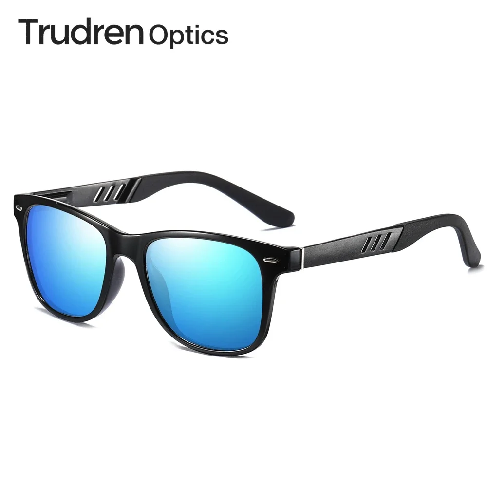 

Trudren TR90 Horn Rimmed Square Sunglasses for Men Women Metal Rivets Spring Aluminium Arms Polarized Fashion Sun Glasses 2535