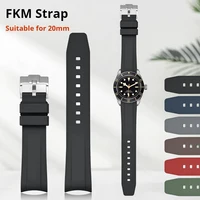 Correa de goma fluorada para Tudor Black Bay Series especial 20mm extremo curvado FKM correa de reloj hombres deportes pulsera de buceo Accesorios