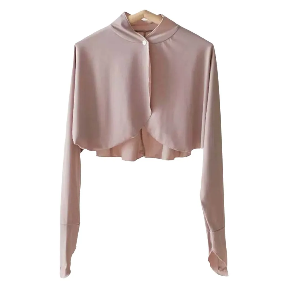 

Solid Color Summer Sunscreen Shawl Sunshade Cloak Long Sleeve Ice Silk Cape Arm Sleeves Crop Top Sun Protection Clothing