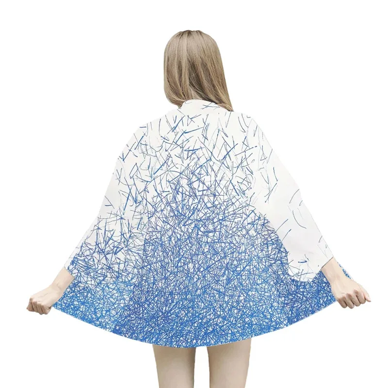 Japanese Fashion Geometry Print Kimono Beach Yukata Cosplay Cardigan Shirts Women Men Haori Traditional Robe Streetwear Tops