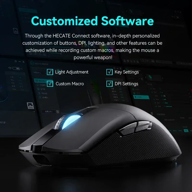 HECATE G4M Pro Wireless Mouse PAW3395 Low Latency Lightweight Tri-Mode 26000DPI Ergonomics Gaming Customized E-sport Accessories