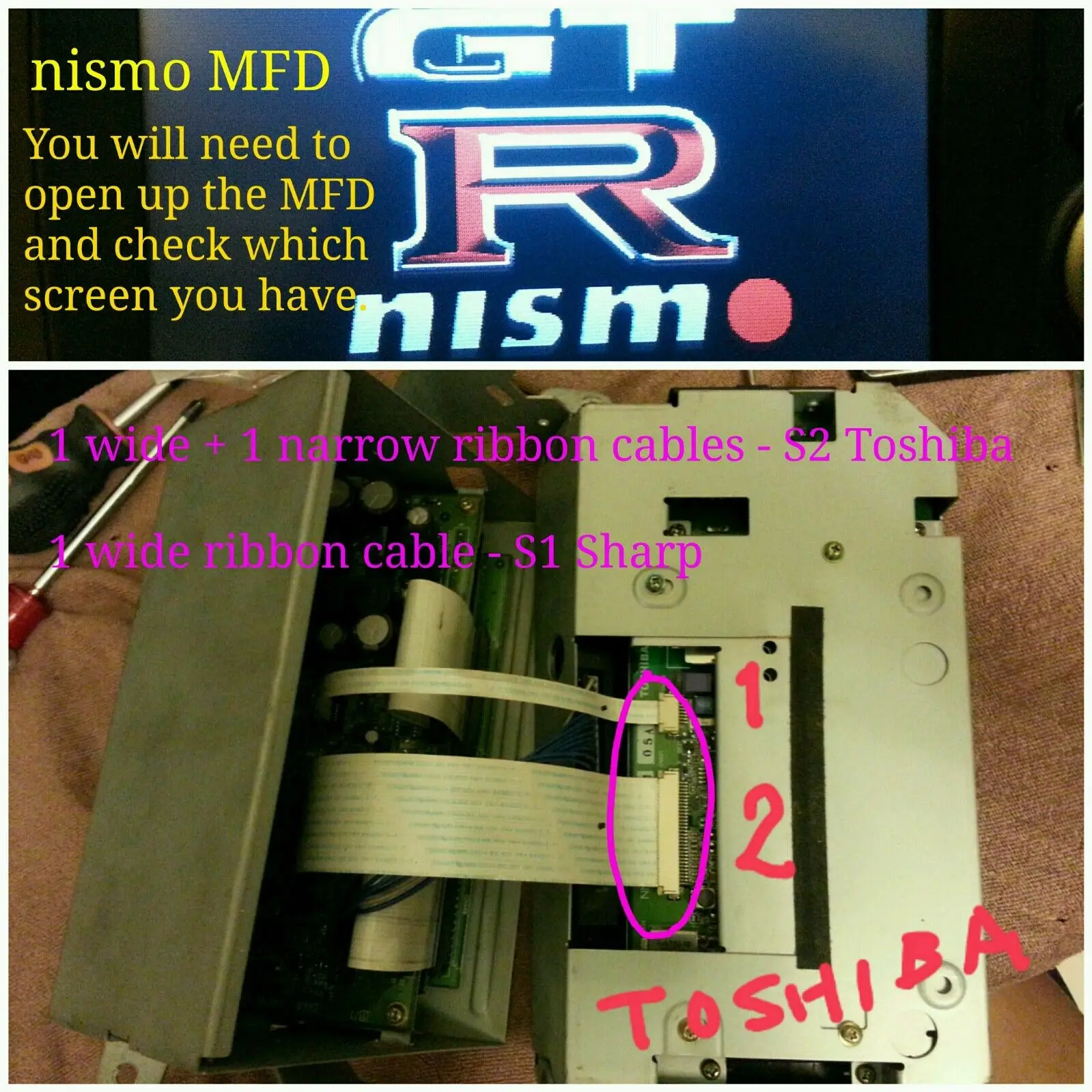 R34 GTR MFD screen LCD For NISSAN SHARP S1 99~20 Screen display TOSHIBA S2 later 2000 replacement multi function display