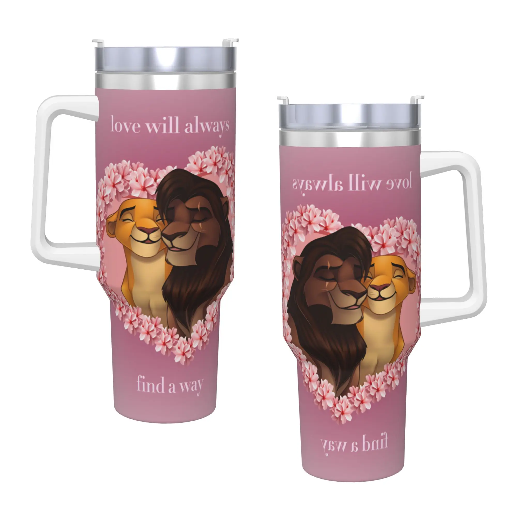 

Stainless Steel Tumbler The Lion King Car Mugs With Straws Camping Cold and Hot Water Bottle Leakproof Large Coffee Mug