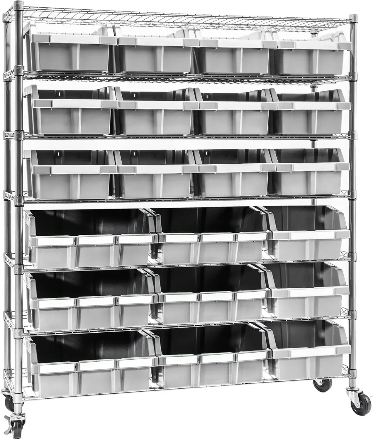 

Heavy Duty NSF Bin Rack Solid Steel Wire Shelving Storage Unit, Patented Organizer for Garage, Warehouse, Office, Restaurant