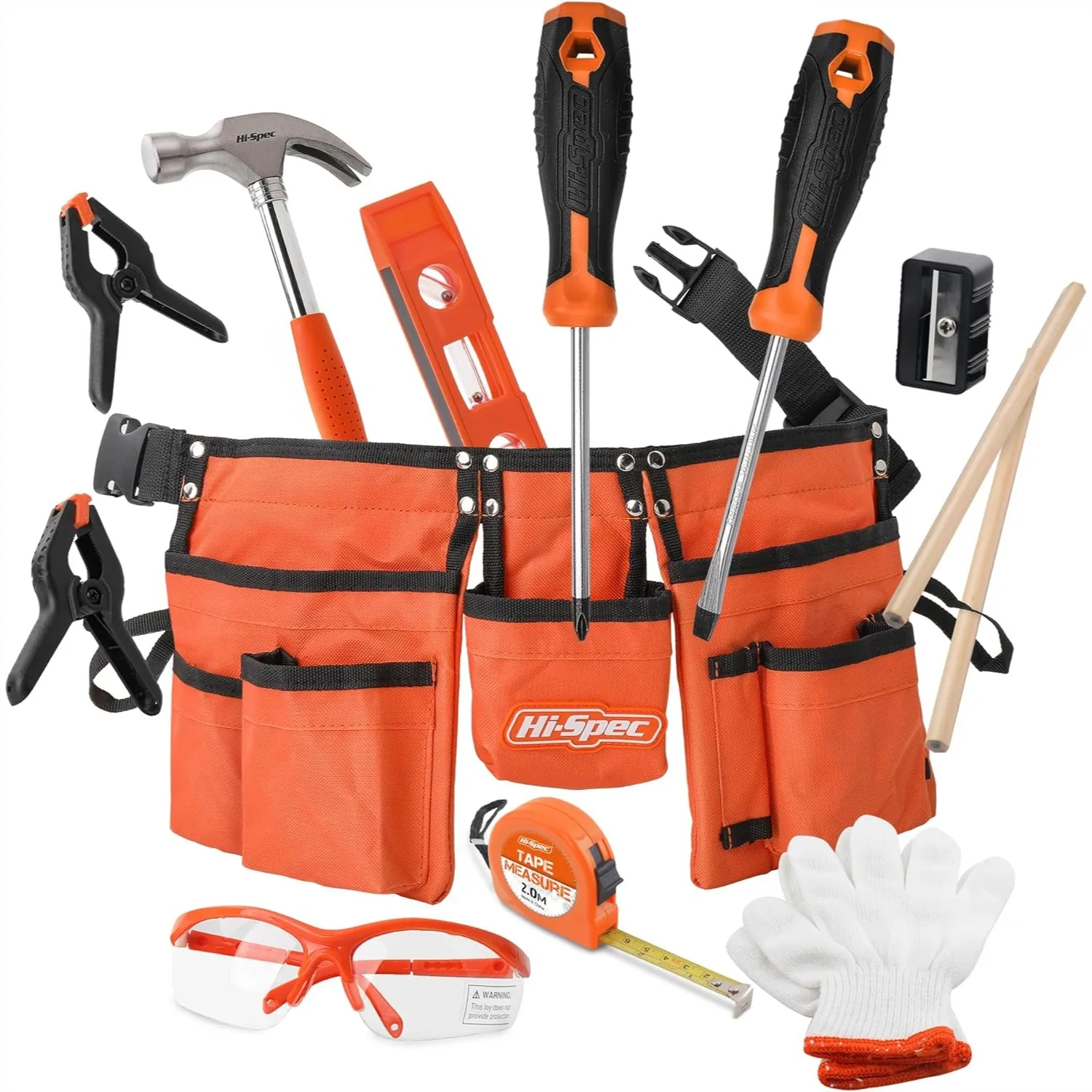 

Kids Tool Kit Set with Real Metal Tools, Child Size Tool Belt for DIY Building and Woodwork Learning