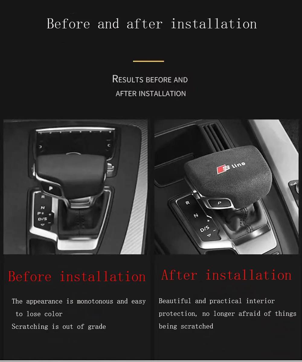 For Audi A3 A4L A6L Q2 Q3 Q5L Q7 turn fur interior modified gear handle shell Alcantara gear cover head  special car version