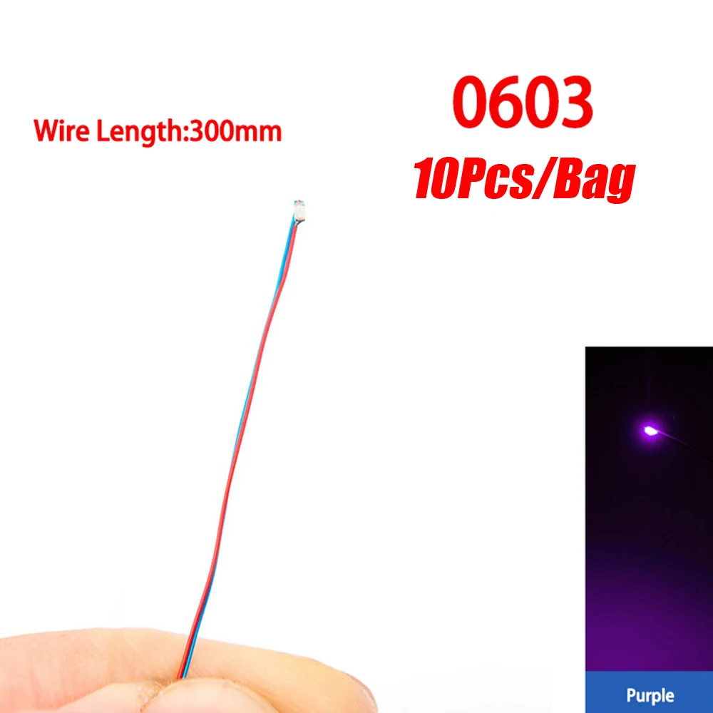 10 stks/partij Model 0402 0603 SMD LED Bedrade Chip Micro Led Voorgesoldeerde Lamp Spoorweg Model 30 cm 3 V DIY Model Kit Voor Gundam Scènes