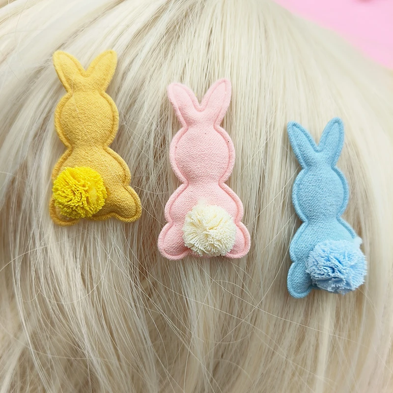 24pcs/lot 2.8*5cm Felt Rabbit Pads Patches Appliques for Easter Craft Clothes Sewing Supplies DIY Hair Clip Accessories