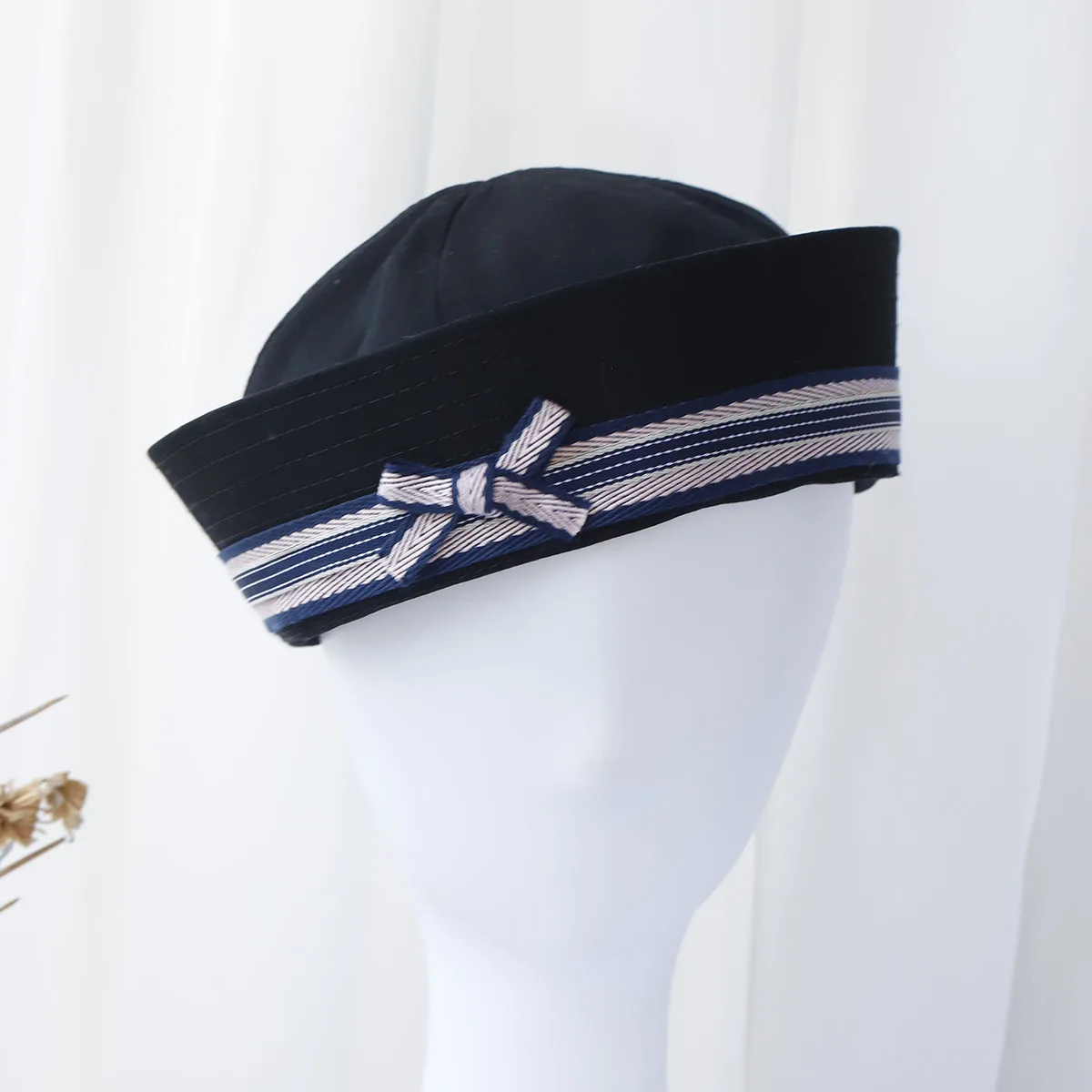 Navy Hat Flight Academic style Party Military Hat Comic Hat JK Clothing Hat Girl Lace Bow Round Top Hat retro Beret women\'s hat