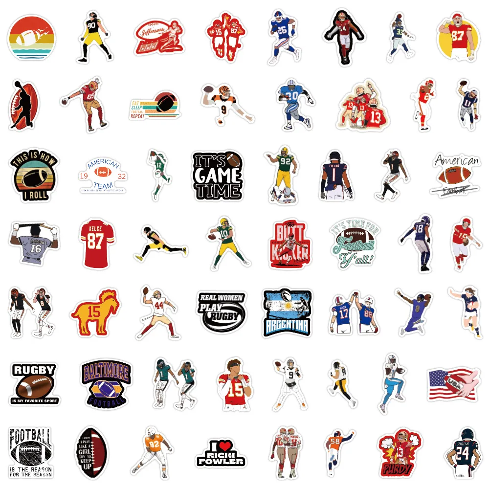 10/30/50/110PCS Cool Sports Stickers Rugby Cartoon Graffiti for Phone Laptop Water Cup Car Travel Luggage Refrigerator Kids Toy