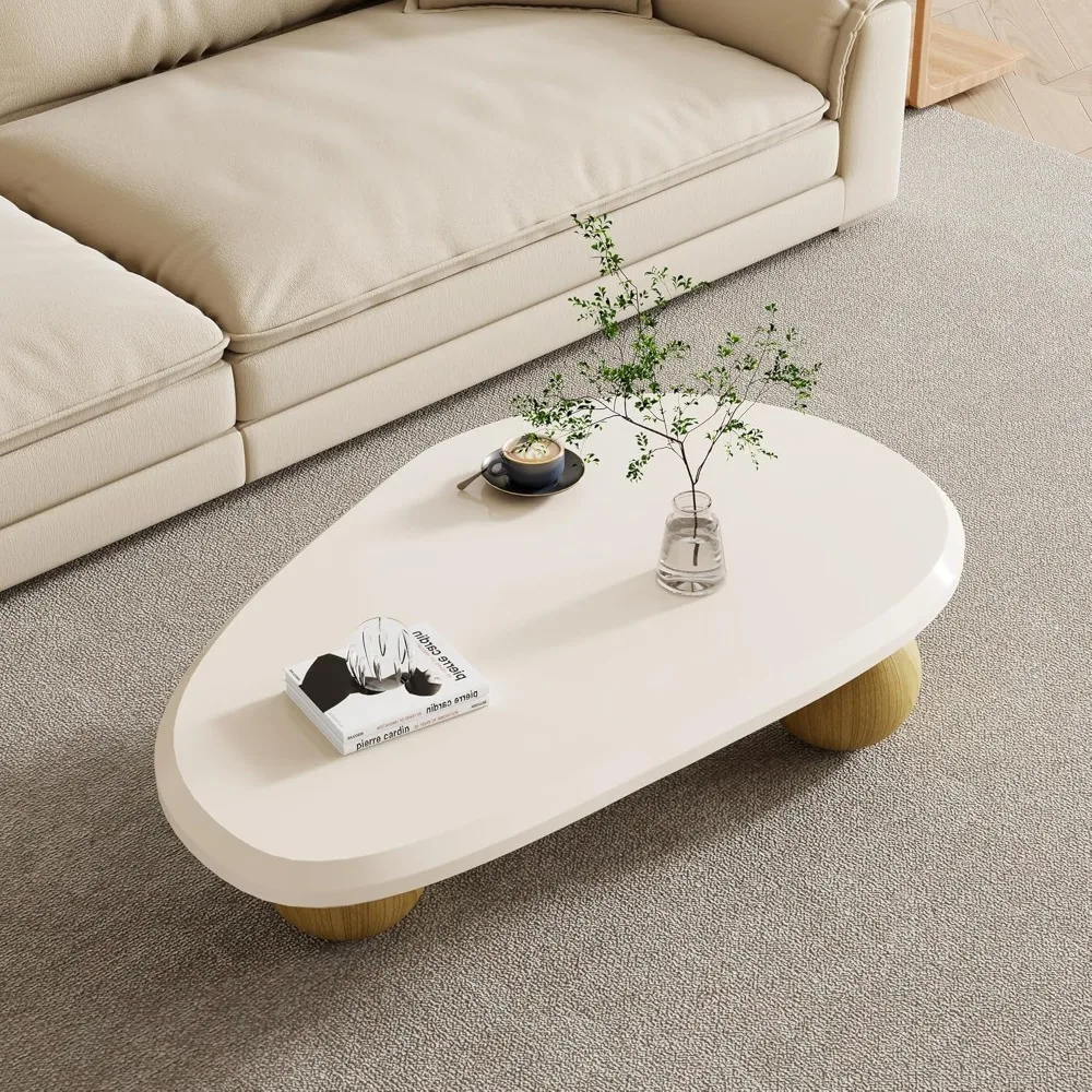 Small Coffee Table, Mid Century Vintage Oval Coffee Table, Rustic Mini Center Tables for Living Room, Small Spaces