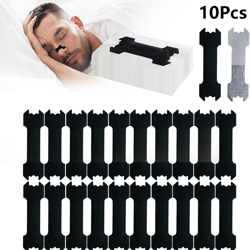 10PCS Black Nose Strips Extra Strength Nasal Strips Better Sleeping Non-Invasive Anti Snoring Strips for Adult and Child