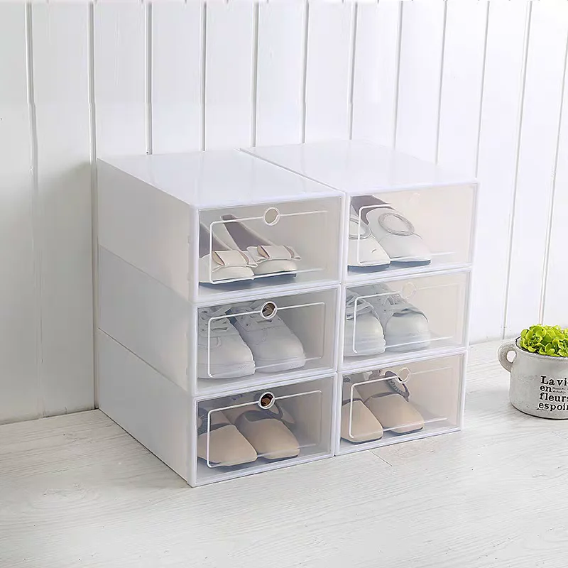 Simplicity 20pcs Shoe Box Set Foldable Storage Plastic Kitchen Clear Home Organizer Rack Stack Bathroom Storage Box 2