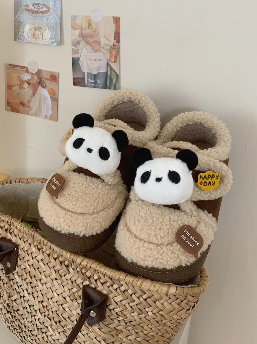 Women Home Slippers Creative Parent-child Boys' Girls' Baby Slipper Cotton Shoes Cute Panda Winter Outwear Shoes