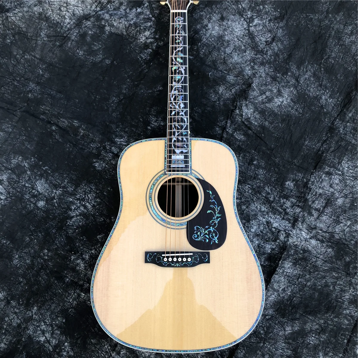 

New Solid Spruce Acoustic Guitar Abalone Tree of Life Inlays Ebony Fingerboard 41 Inch D Type Guitarra