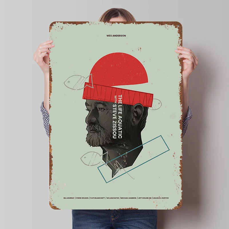 The Life Aquatic Printed Poster Customized Retro Wall Art Vintage Metal Tin Signs for Home Garage Decoration Gaming Desk Decor