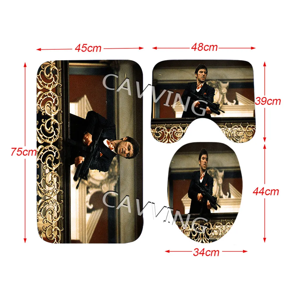 Scarface 3D Printed Shower Curtains Waterproof Bathroom Curtain Anti-slip Bath Mat Set Toilet Rugs Carpets F03
