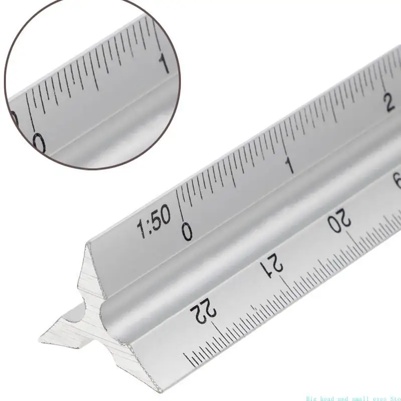 30cm Aluminium Metal for Triangle Scale Architect Engineer Technical Ruler 12
