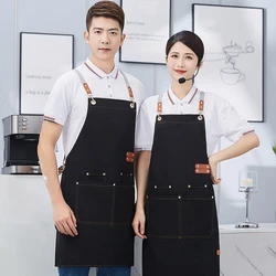 Perfessional Kitchen Apron Women Waterproof Grill Apron With Pockets Mandil Woman Taller Waiter Apron Nail Salon