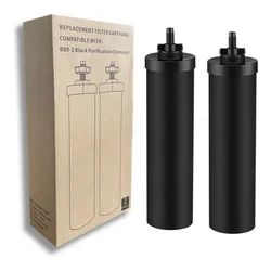 Filtro de agua de carbón activado, repuesto de 2 piezas, BB9-2, Compatible con sistema de filtrado de agua por gravedad Berkey negro