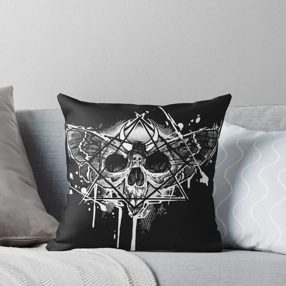 

Dark Goth Death Moth Skull on Black Throw Pillow Sofa Decorative Covers Cushion Cover Set Christmas Pillow Cushion Cover