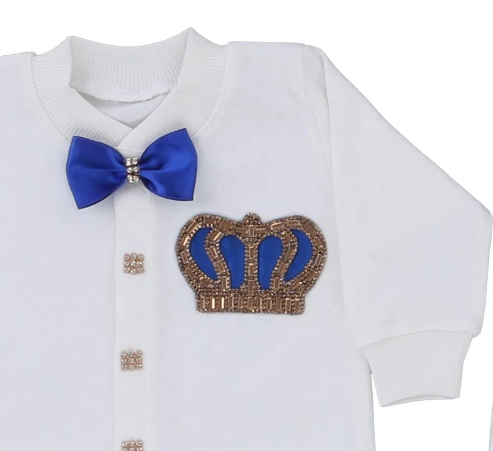 Dollbling 5 Pcs wholesale Custom Newborn New Design Modern Luxury Fabric Knitted High Quality Blue And Gold Baby Romper