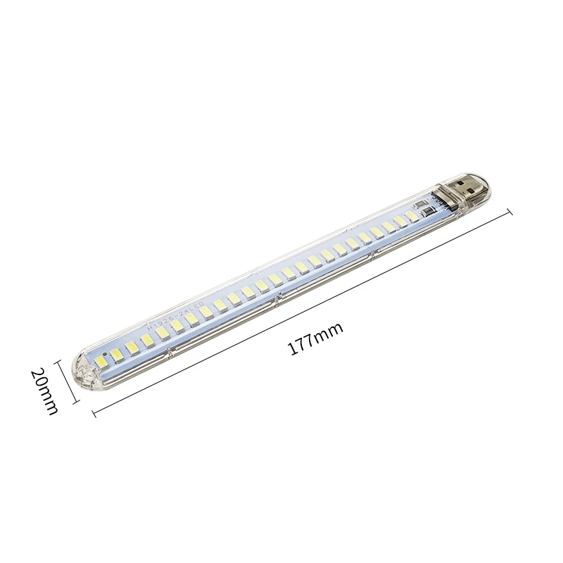 1pc 24LEDs USB Portable Strip Light Book Lamp 5730 Led Night Lights Room Emergency Lighting Suitable for Power Bank Computer