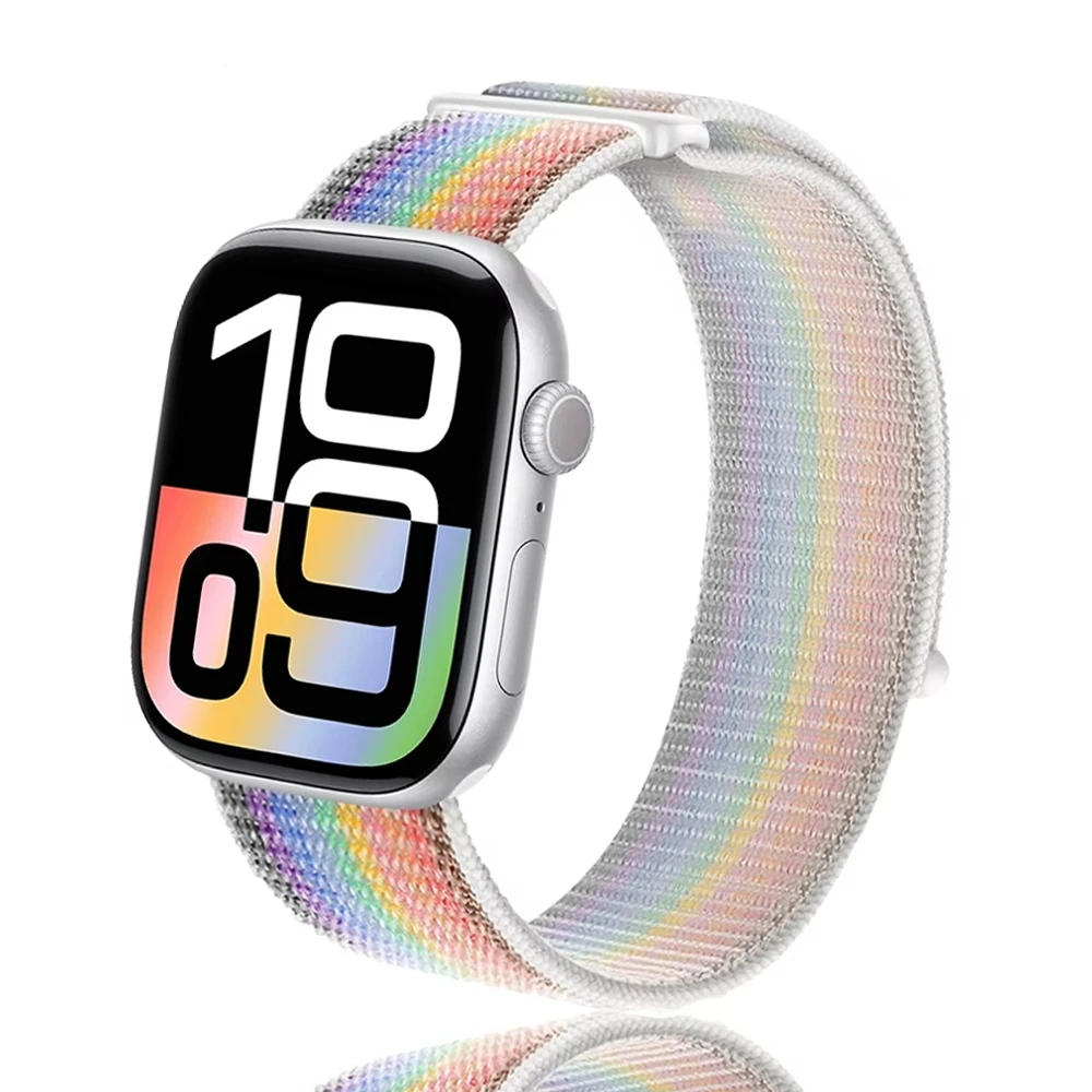 Nylon Strap for Apple Watch Band Ultra 2 49mm 46mm 42mm 45mm 44mm 40mm 41mm 38mm Loop Bracelet Iwatch Series 10 9 8 7 6 SE 5 4 3