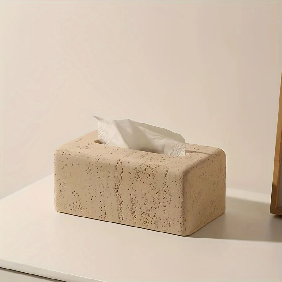 

Elegant Resin Tissue Box Holder - Polished Finish, Square Design for Bathroom & Desktop Decor | Perfect Christmas or Halloween