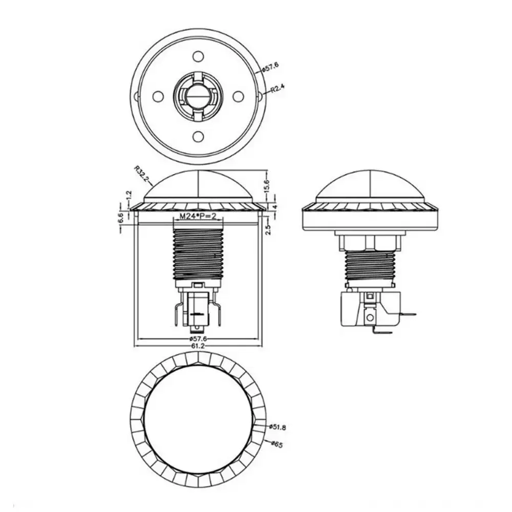 ممر زر LED ضوء مصباح 60 مللي متر كبير مستدير النخيل ممر لعبة فيديو لاعب دفع زر التبديل