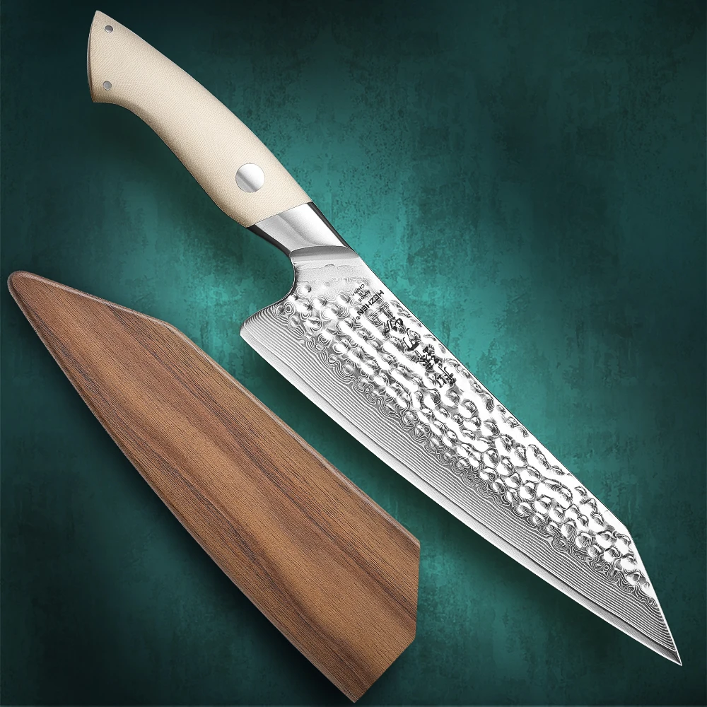 HEZHEN Elegant Series 8.3 Inches Chef Knife 67 Layers Damascus Steel 10Cr15CoMoV Steel Core Kitchen Tools Gift Box