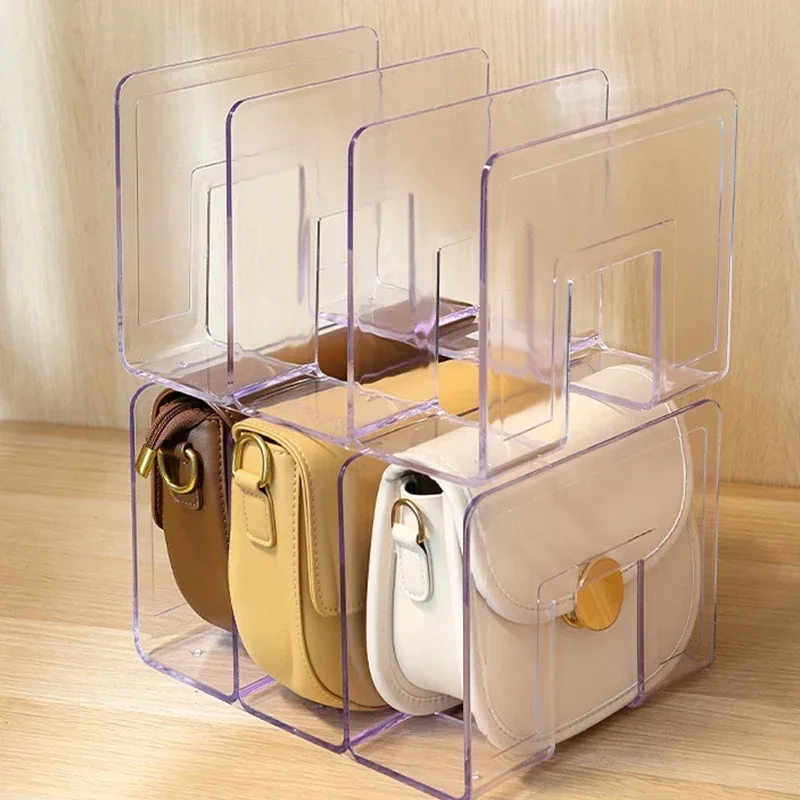 1Piece Handbag Storage Rack Transparent Acrylic Space Saving Wardrobe Divider Shelf Bags Display Racks Home Storage Supplies