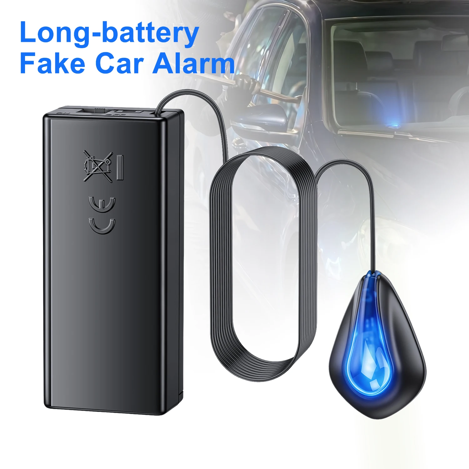 1.5M Wired Car Simulation Alarm Device Ultra-long Battery Fake Alarm Mini Car Anti-theft Warning Light Night Security LED Light