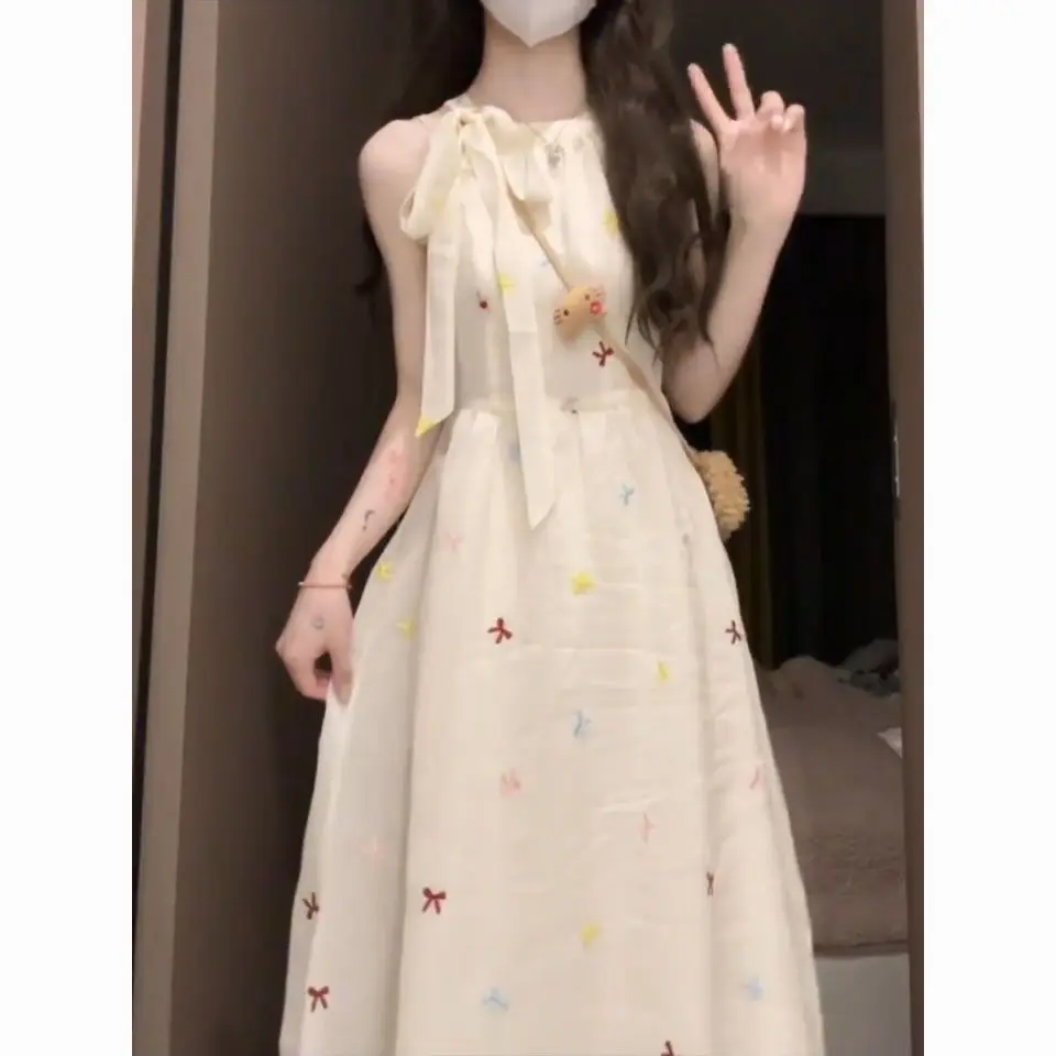 Nieuwe zoete en afslankende nieuwe stijl in Chinese stijl in de zomer Nieuwe stijl Taille-knuffelende Franse strikjurk