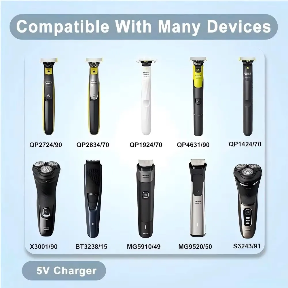 5V Type-C Shaver Adapter Charging Converter for Philips One Blade QP2724 QP2834 QP4530 QP1924 with Charging Indicator