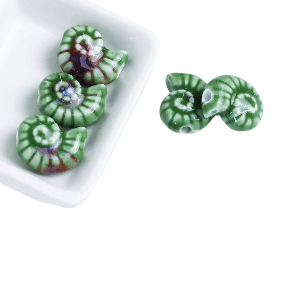 Handmade Retro Snail Ceramic Beads Embossed Glazed Conch Spacer Porcelain Beads Small Size Multicolor DIY Jewelry Making Craft