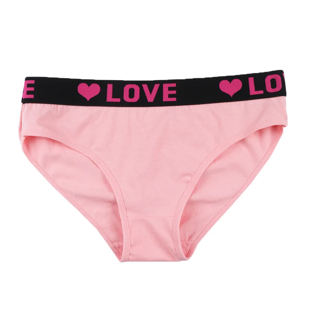 3PCS Girl\'s  Low Waist Briefs Women\'s Love Letter Printing Underwear