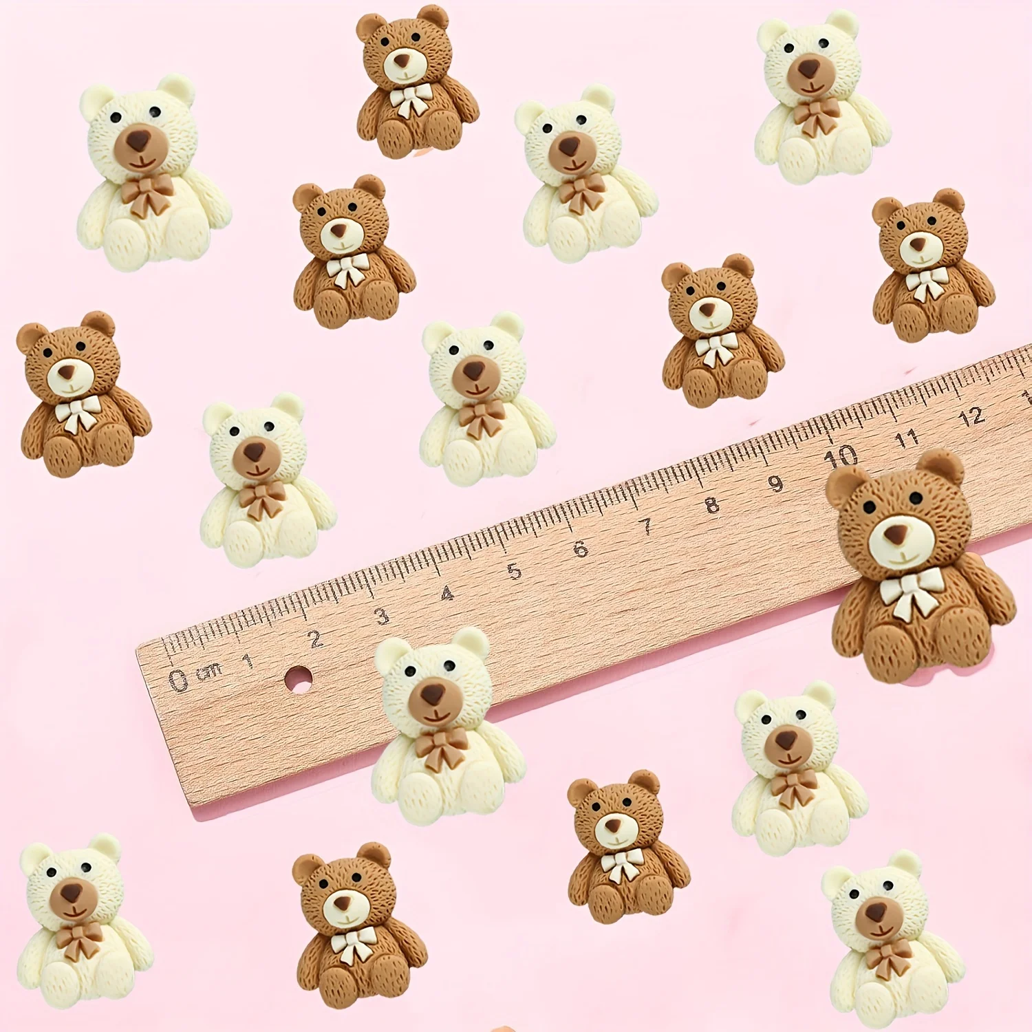 10pcs Cartoon Beige Coffee Resin Bear Cabochon Flatbacks Fit Phone Decor Parts Scrapbooking Craft DIY Hair Bows Accessories