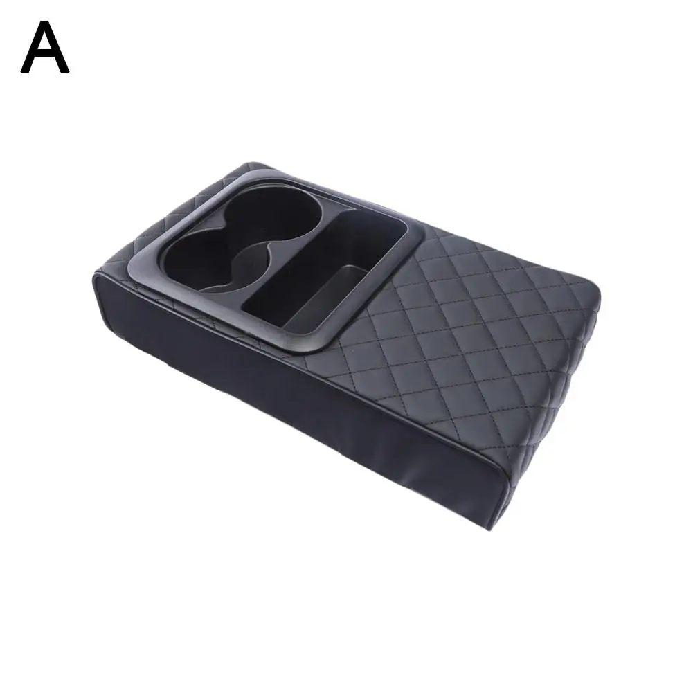 Car Center Console Armrest Cushion With Cup Holder Leather Pad Armrest Pad Abs Car Amrest Pu Height Cover Pillow Portable J2o0