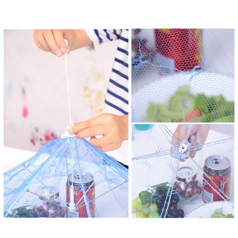 Lace Bottom Foldable Food Cover Tent Umbrella Design Mesh Protector Blocks Flies Bugs Mosquitoes Ideal for Outdoor Dining